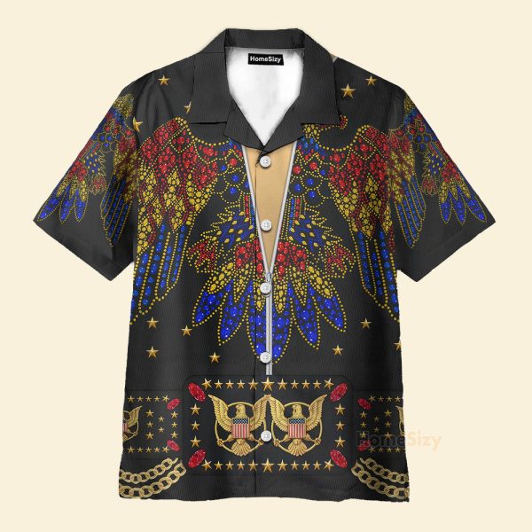 Elvis Presley Aloha From Hawaii Black Cosplay Costume Hawaiian Shirt