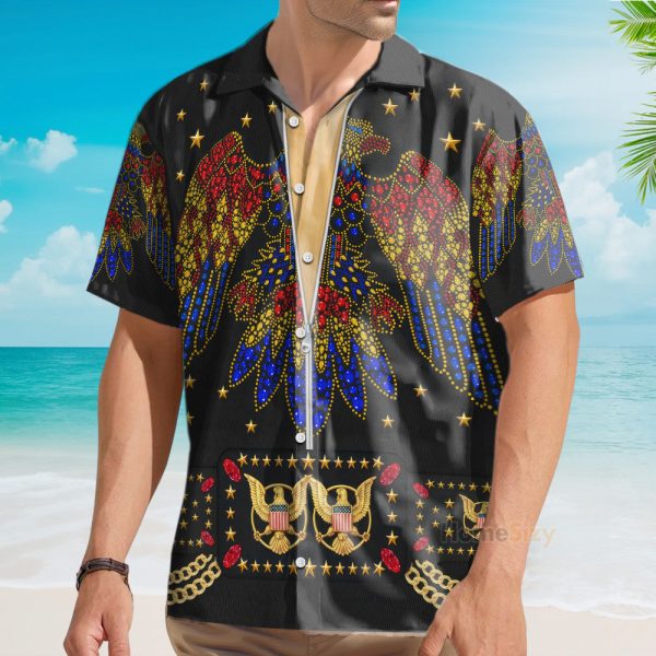 Elvis Presley Aloha From Hawaii Black Cosplay Costume Hawaiian Shirt