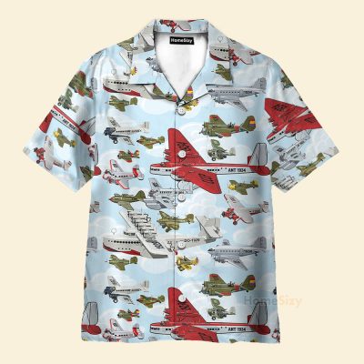 3D Aircraft Pattern Summer Hawaiian Shirt