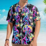Neon Bigfoot Retro 80S Vaporwave Sasquatch Hawaiian Shirt