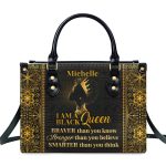 I Am A Black Queen - Personalized Leather Handbag