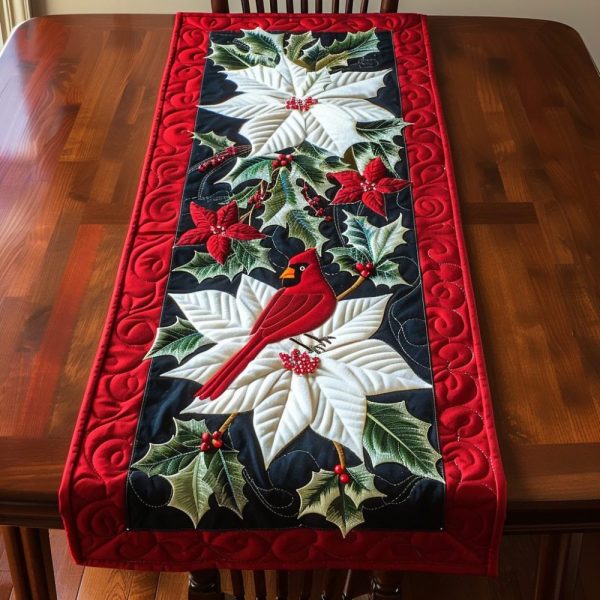 Vivid Vermilion Quilted Table Runner
