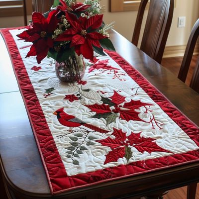 Winged Ruby Quilted Table Runner