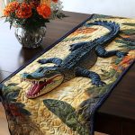 Alligator On The Hunt Quilted Table Runner