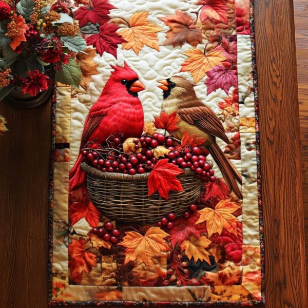 Amber Bird Trail Quilted Table Runner