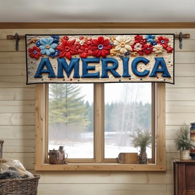 America Blooms Quilted Valance