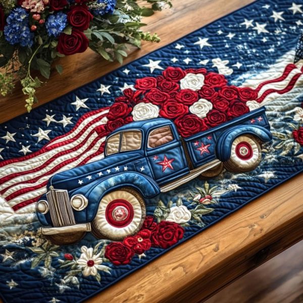 American Bloom Quilted Table Runner