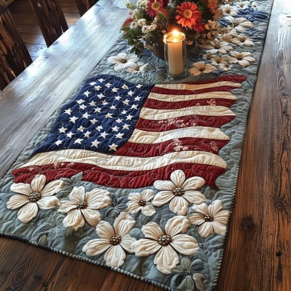 American Bloom Quilted Table Runner