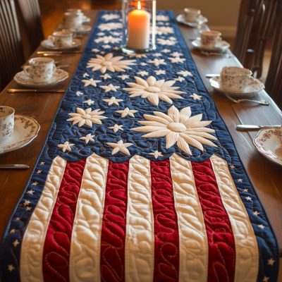 Americana Charm Quilted Table Runner