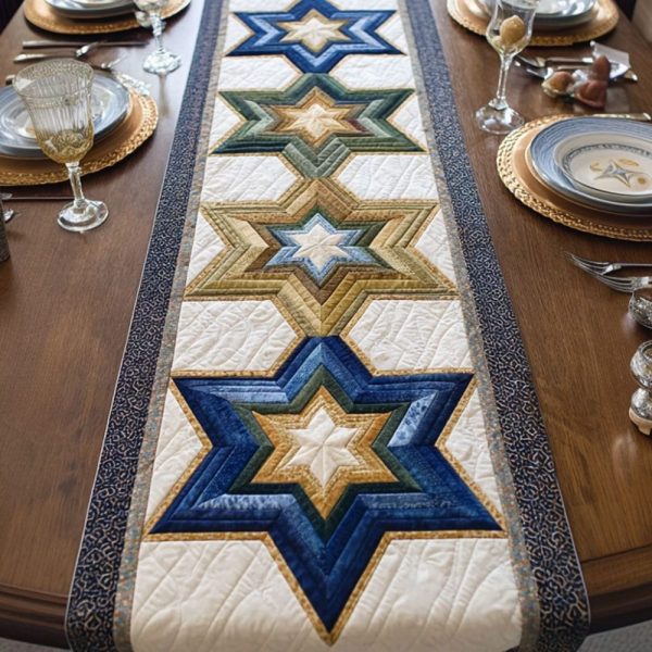 Star Of David Quilted Table Runner