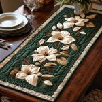 Antique Magnolia Delight Quilted Table Runner