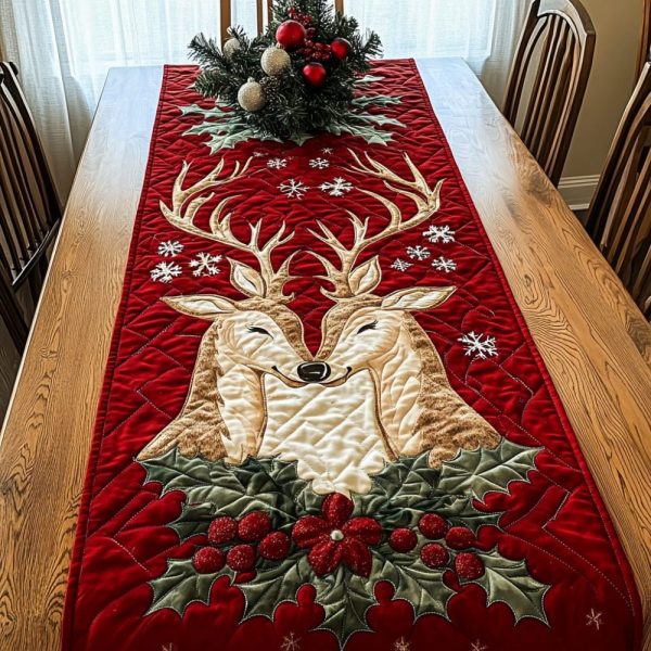Antlered Winter Magic Quilted Table Runner