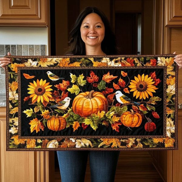 Autumn Blissful Day Quilted Table Runner