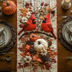 Autumn Cardinal Quilted Table Runner