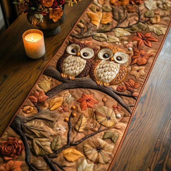 Autumn Owls Quilted Table Runner