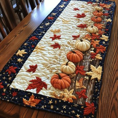 Autumn Pumpkin Quilted Table Runner