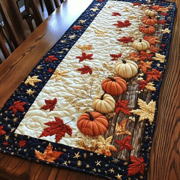 Autumn Pumpkin Quilted Table Runner