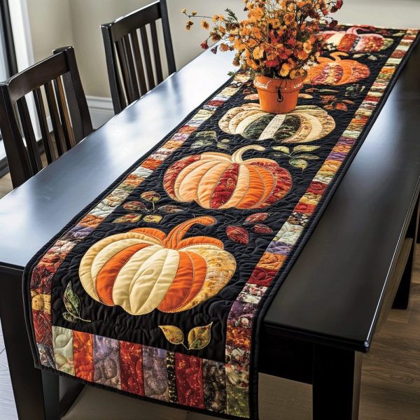 Autumnal Pumpkin Quilted Table Runner