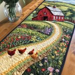 Barn And Chickens Quilted Table Runner