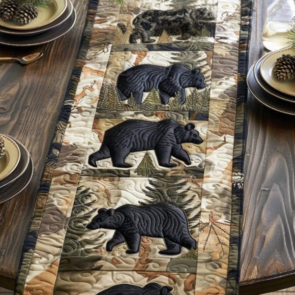 Black Bear Quilted Table Runner
