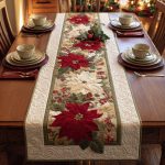 Berry Poinsettia Trail Quilted Table Runner