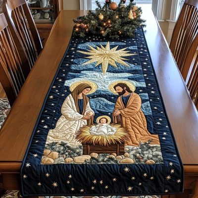 Bethlehem Starry Night Quilted Table Runner