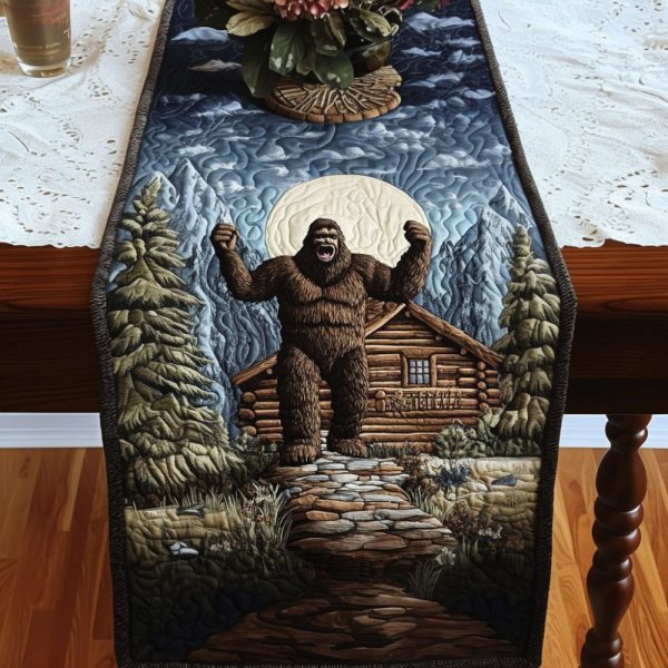 Bigfoot Cabin Night Quilted Table Runner