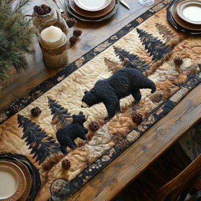 Black Bear Quilted Table Runner