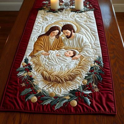 Blessed Family Quilted Table Runner
