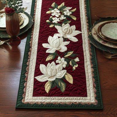 Bloom Of Elegance Quilted Table Runner