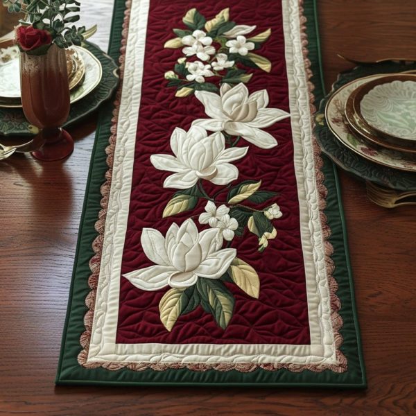 Bloom Of Elegance Quilted Table Runner