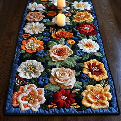 Blooming Elegance Quilted Table Runner