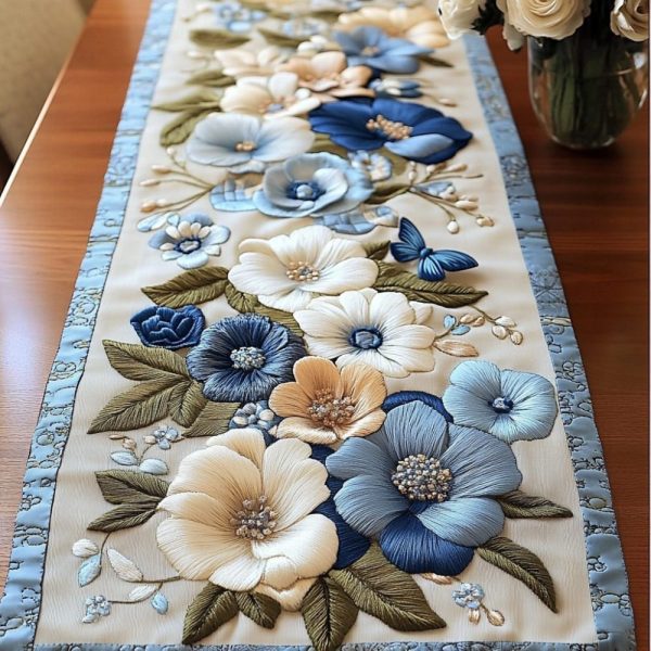 Blooming Elegance Quilted Table Runner