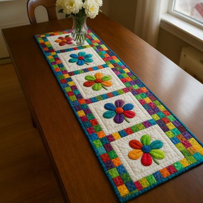 Blooming Patchwork Quilted Table Runner