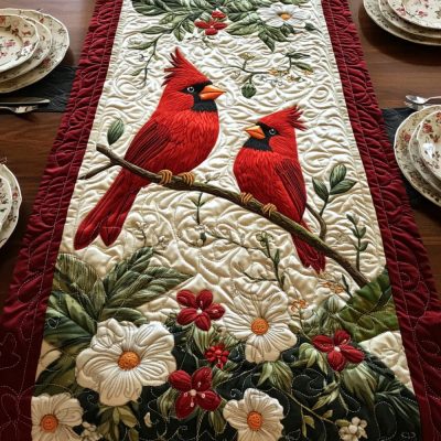 Blossom Cardinal Quilted Table Runner