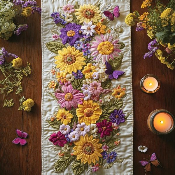 Blossom Trail Quilted Table Runner