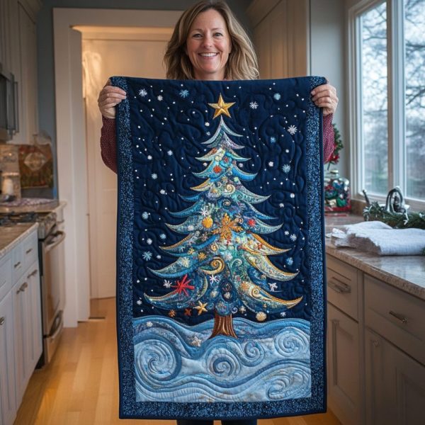 Blue Christmas Quilted Table Runner