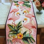 Blush Flamingo Garden Quilted Table Runner