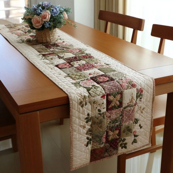 Blush Garden Heirloom Quilted Table Runner