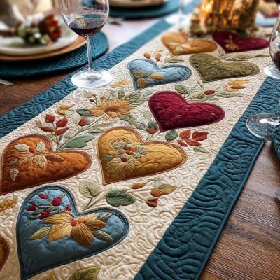 Blushing Hearts Quilted Table Runner