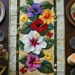Blushing Hibiscus Quilted Table Runner