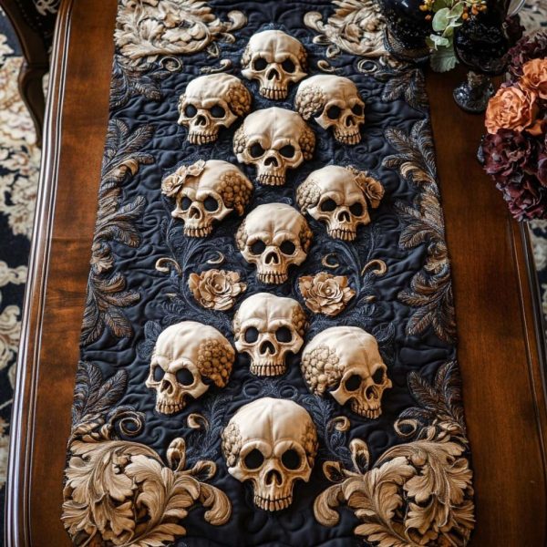 Bone Bloom Quilted Table Runner