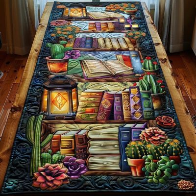 Botanical Bookshelf Quilted Table Runner