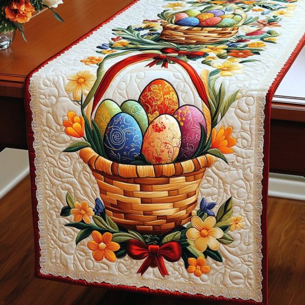 Bunny Cross Bloom Quilted Table Runner