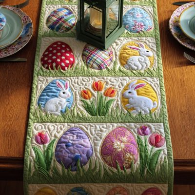 Bunny In Bloom Quilted Table Runner