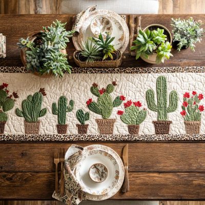 Cactus Cutie Quilted Table Runner