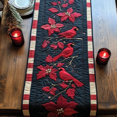 Cardinal Branch Quilted Table Runner