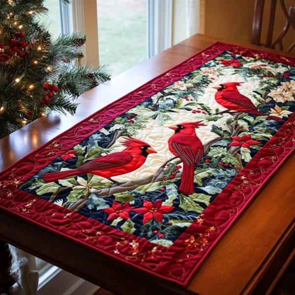 Cardinal Harmony Quilted Table Runner
