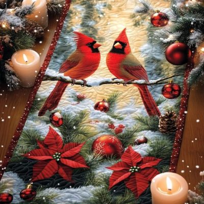 Cardinal Lights Quilted Table Runner