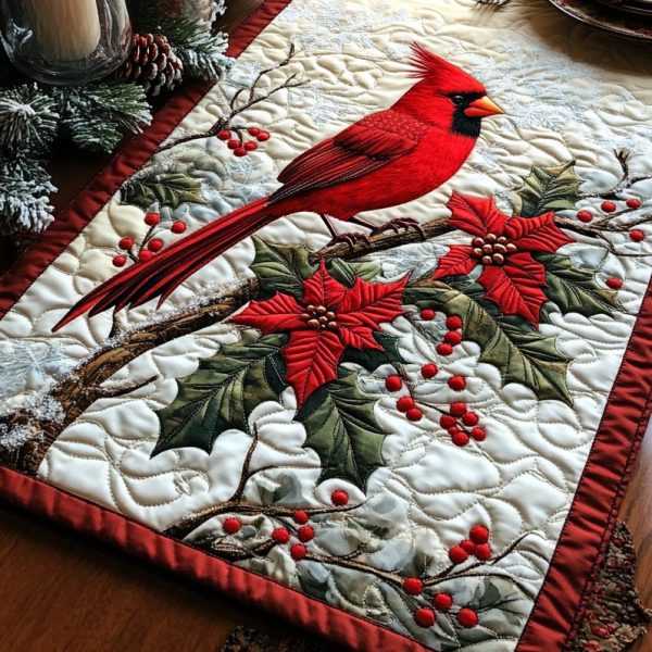 Cardinal Noel Elegance Quilted Table Runner